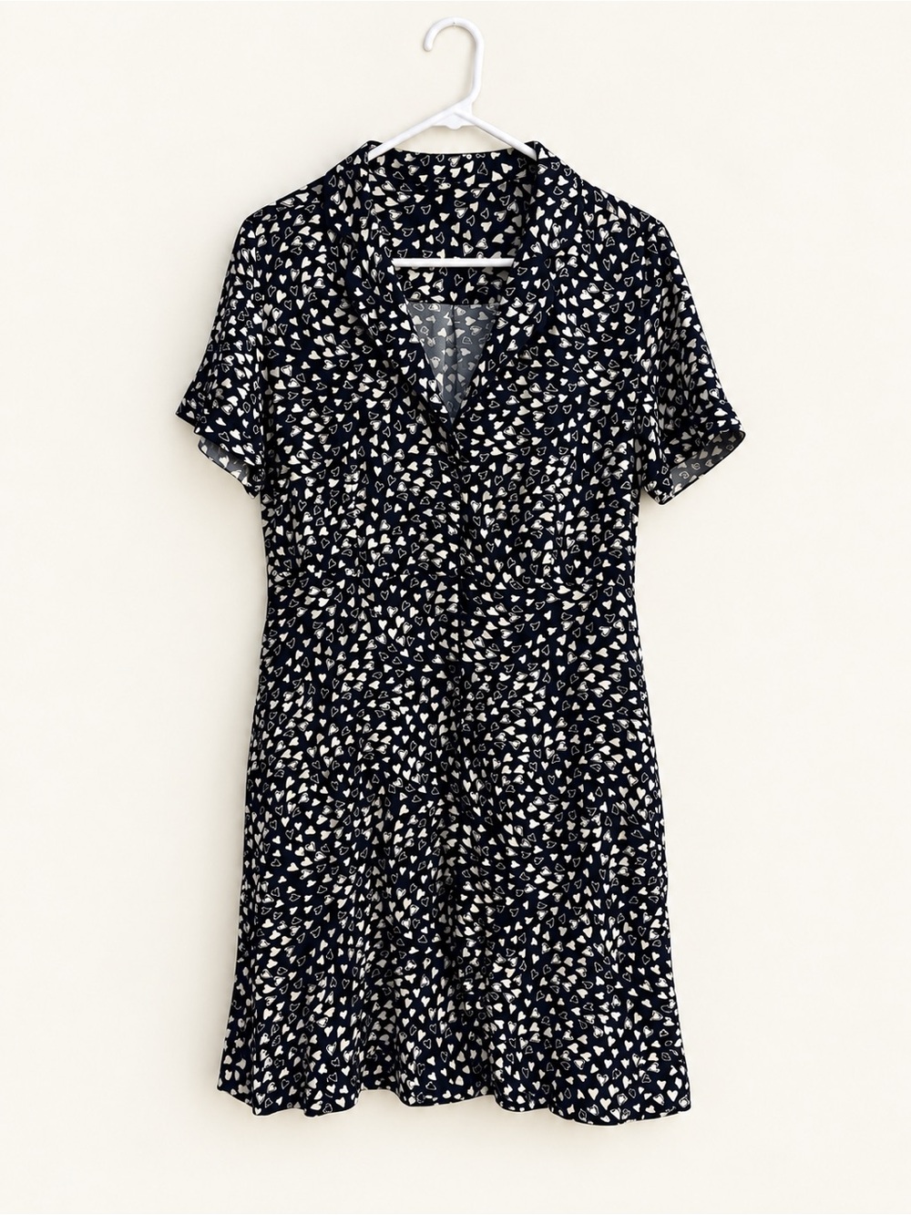 POPSUGAR Heart Print Collared Shift Dress | Size M